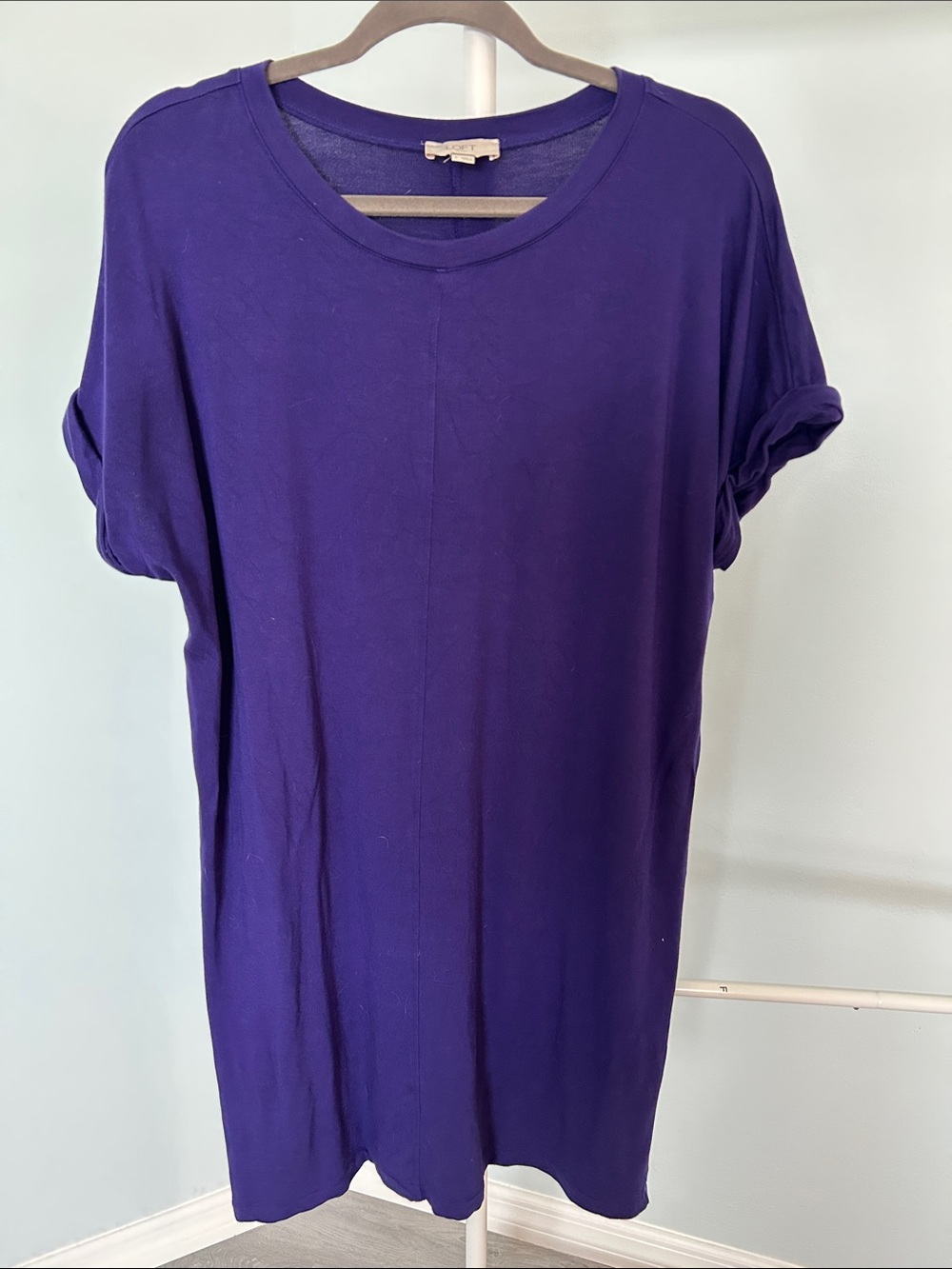 LOFT Purple Short Sleeve Midi Dress - Size L